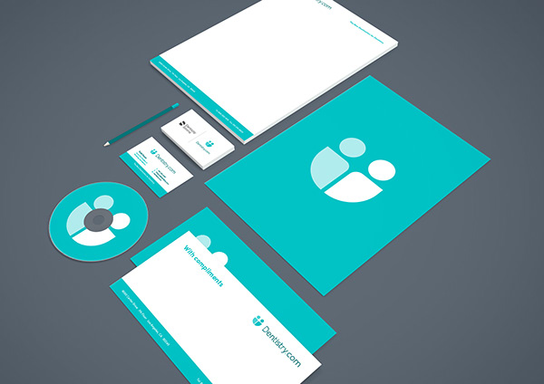 Dentistry.com — Brand Identity Suite (letterhead, business cards, envelope, CD)