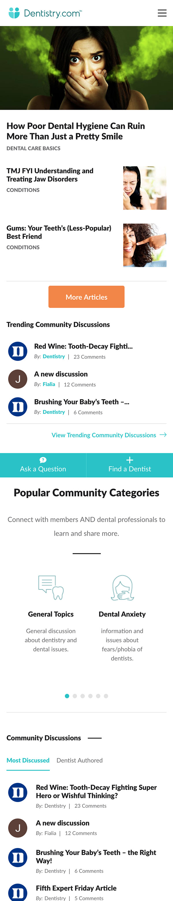 Dentistry.com — Responsive Mobile Homepage Design