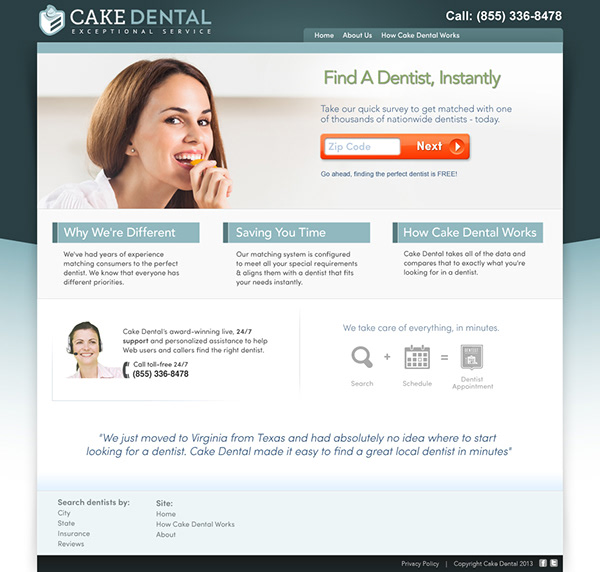 Cake Dental — Full website design