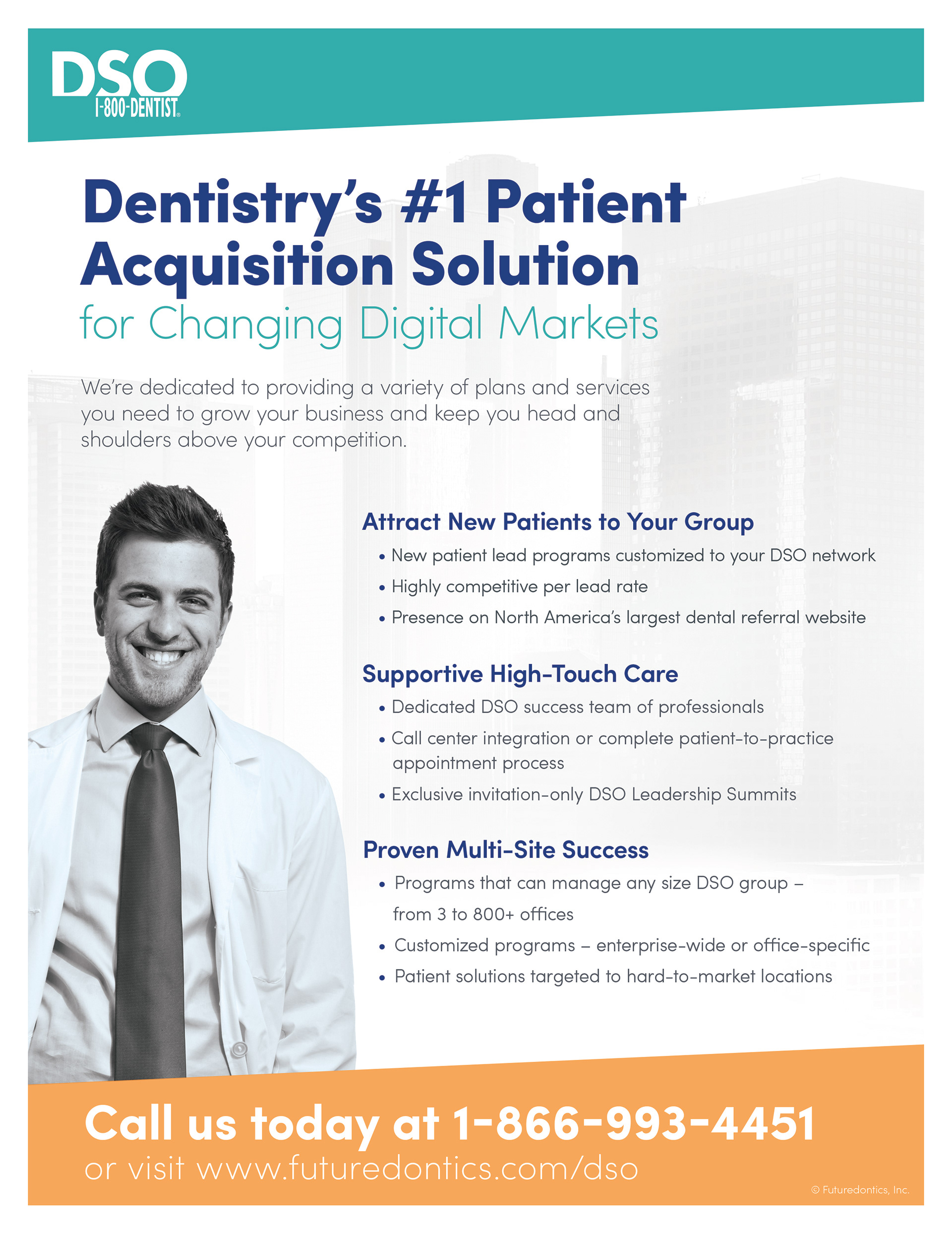 1-800-DENTIST DSO — Patient acquisition solution one-sheet for dental group operators