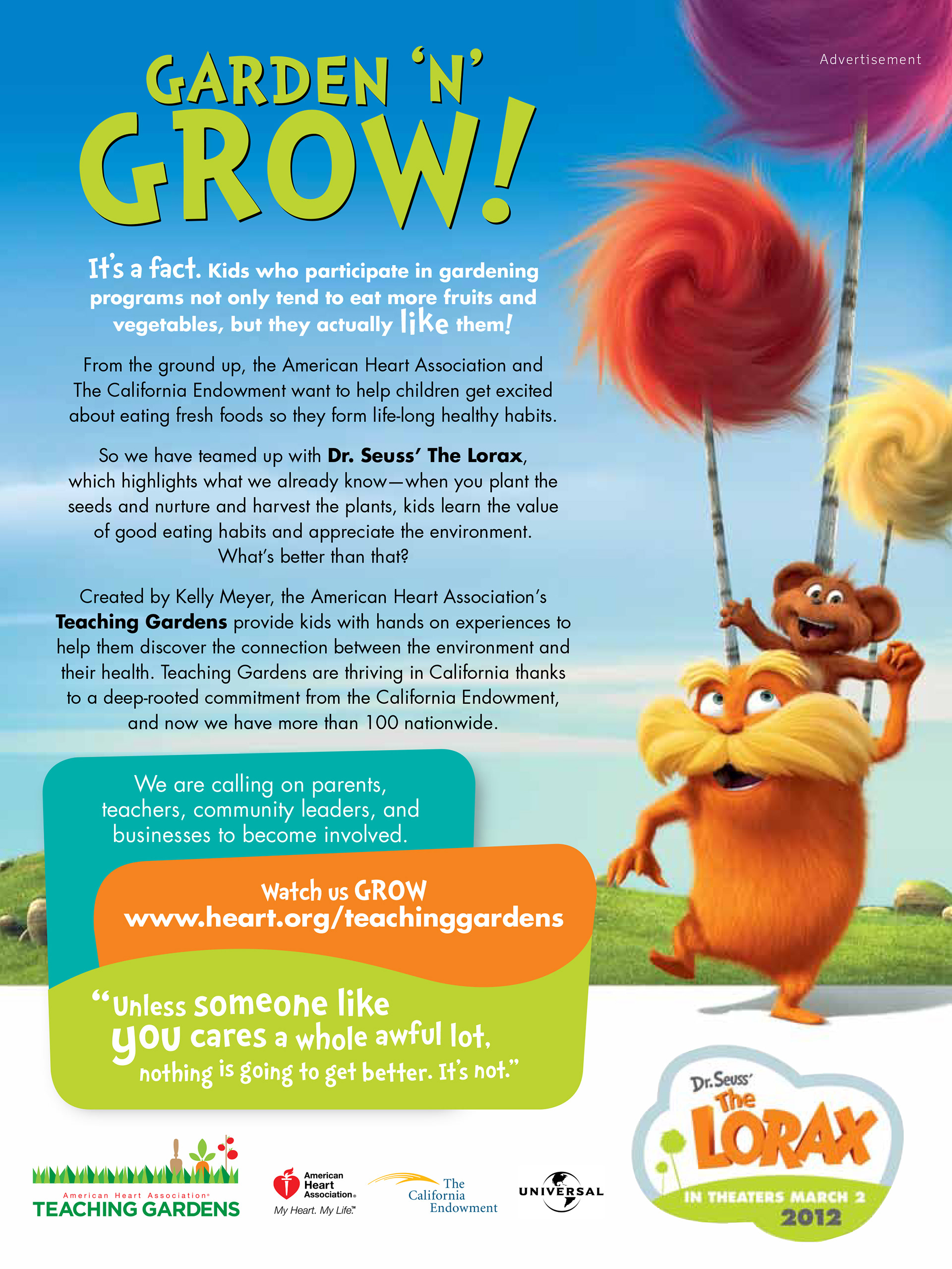 American Heart Association — 'Garden 'N' Grow!' Teaching Gardens Magazine Ad