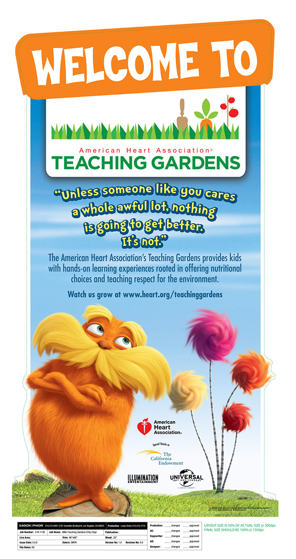 American Heart Association — 'Welcome to Teaching Gardens' Entry Banner